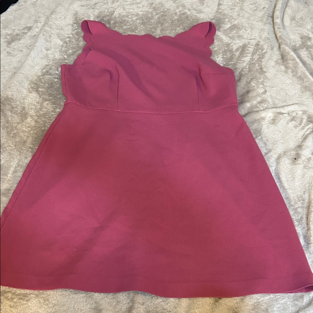 Loft pink scalloped sleeveless dress